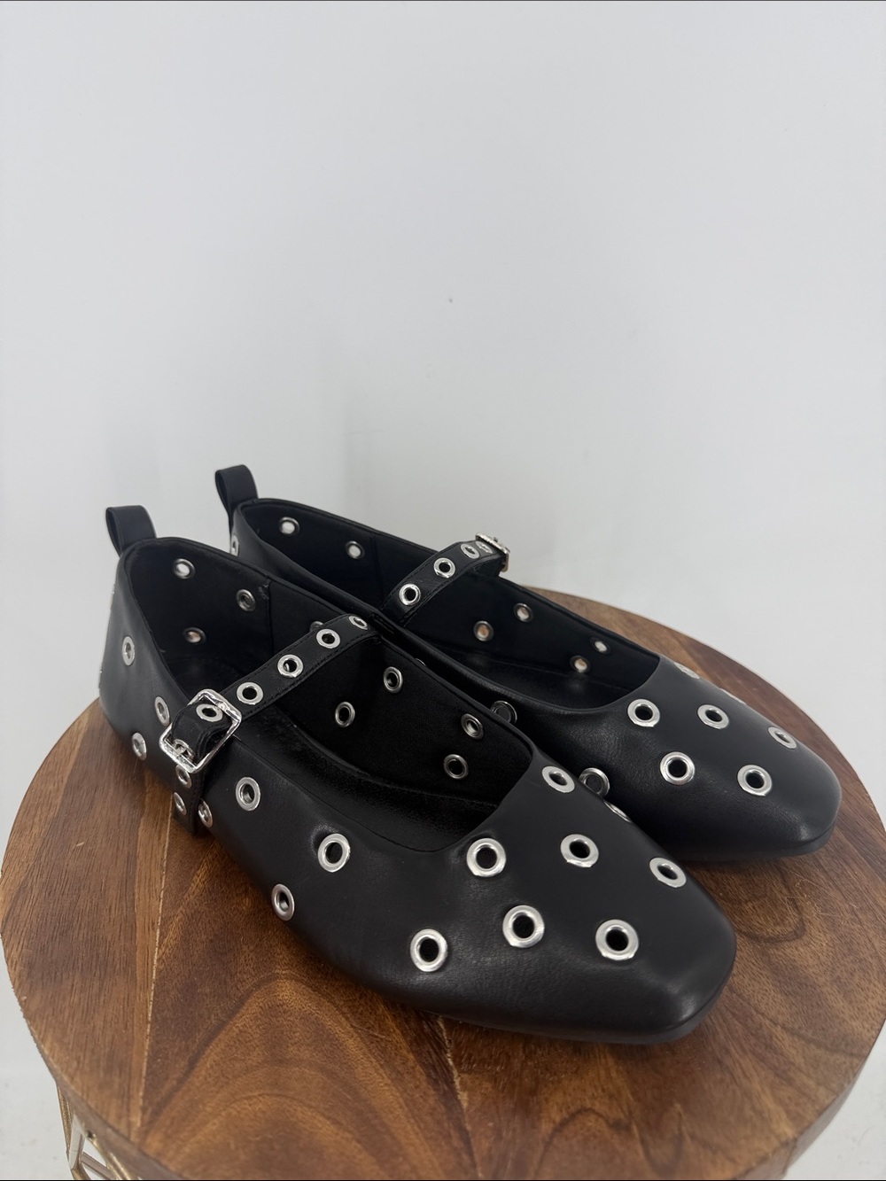 SODA Select Black Grommet Mary Jane Ballet Flats Y2K Punk Women’s 6.5